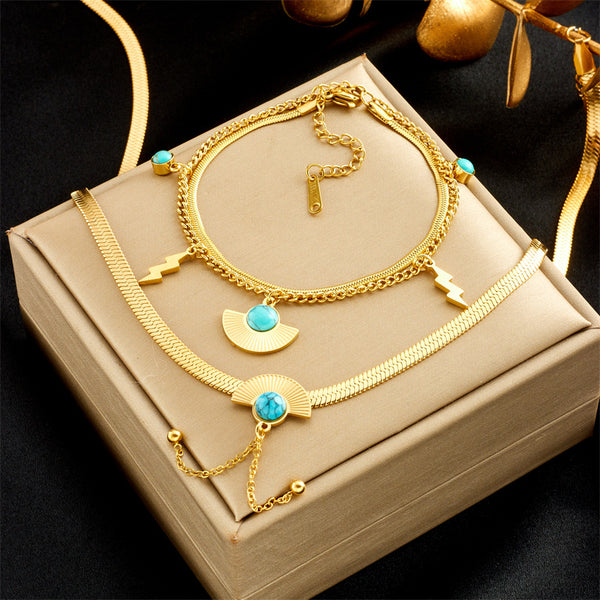 Fashion Women Chain Titanium Steel Electroplating Jewelry Sets