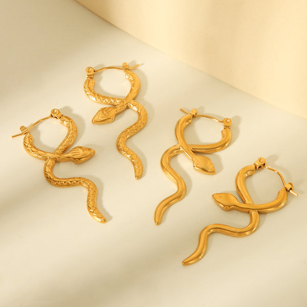 IG Style Snake Geometric Stainless Steel Electroplating Earrings