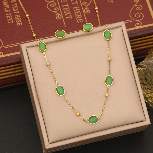 Fashion Ellipse Geometric Stainless Steel Electroplating Necklaces