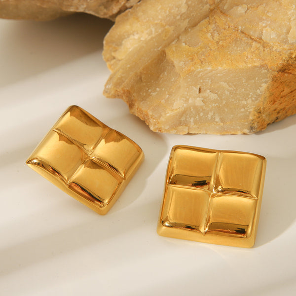 IG Style Square Geometric Stainless Steel Electroplating Earrings