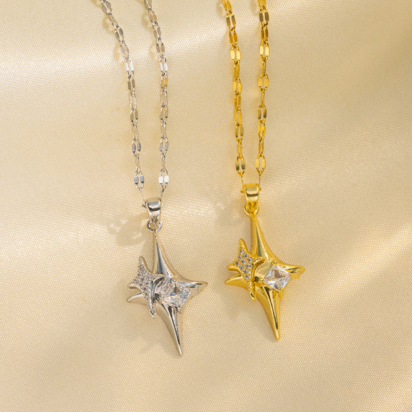 IG Style Star Geometric Titanium Steel 18K Gold Plated Necklaces