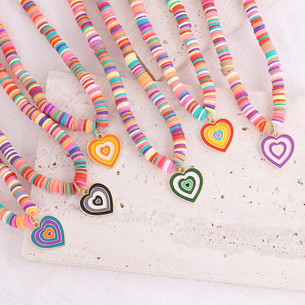 Women Rainbow Bohemian Fruit Polymer Clay Pendants