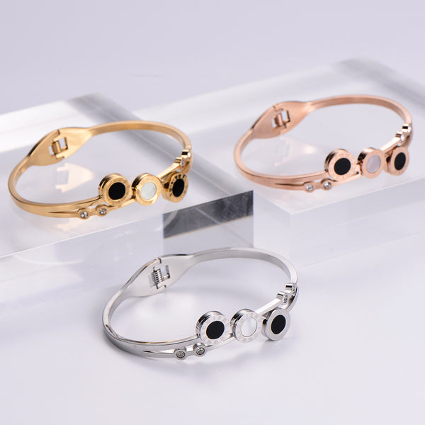 IG Style Women Metal Diamond Heart Stainless Steel Bangles