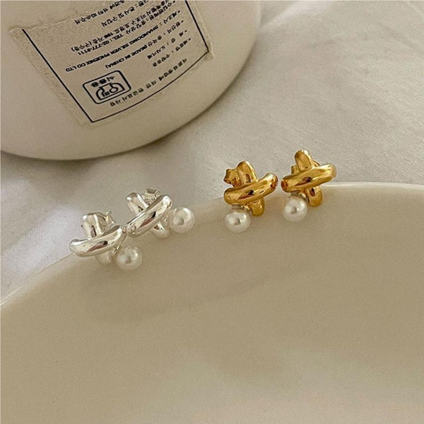 925 Sterling Silver Korean Geometric Text Letter Number Silver Electroplating Stud Earrings