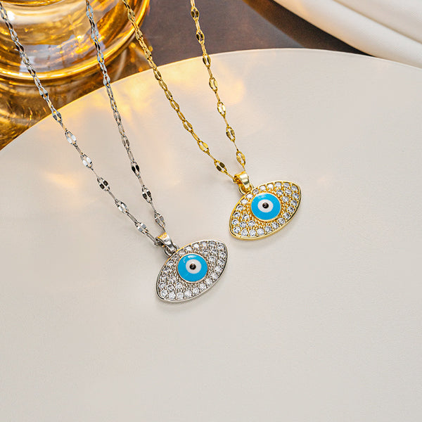 IG Style Eye Geometric Titanium Steel 18K Gold Plated Necklaces