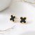 Natural East Asia Symbol Geometric Titanium Steel 18K Gold Plated Stud Earrings