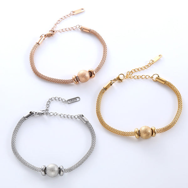 Women Minimalist Mesh Circle Chain Geometric Stainless Steel Electroplating Bracelets