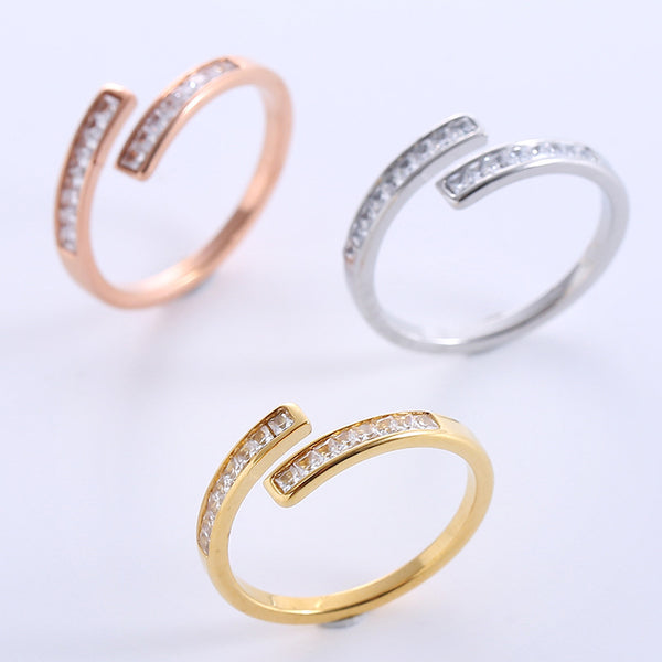 Minimalist Stripe Circle Round Stainless Steel Electroplating Rings