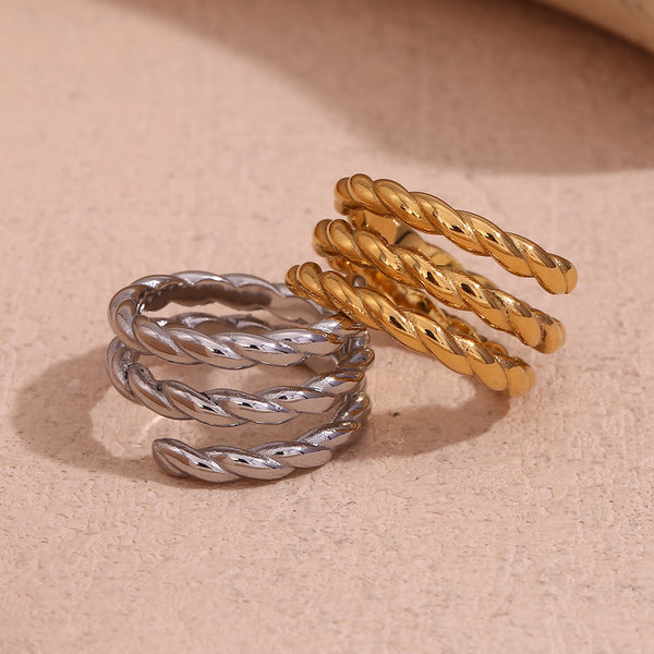 Minimalist Circle Geometric Stainless Steel 18K Gold Plated Rings