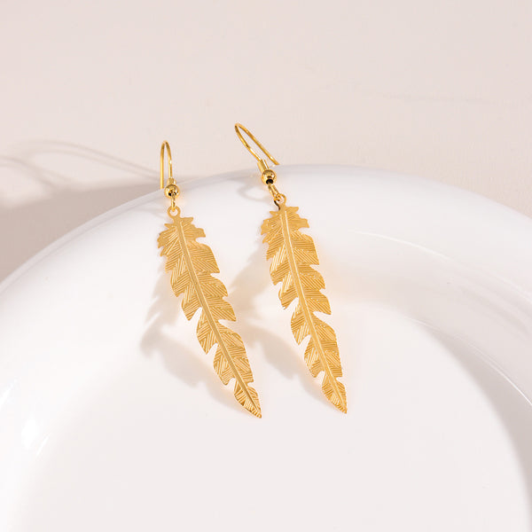 Minimalist Leaf Stainless Steel Polishing Earrings