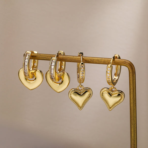 Heart Geometric Copper Electroplating Earrings