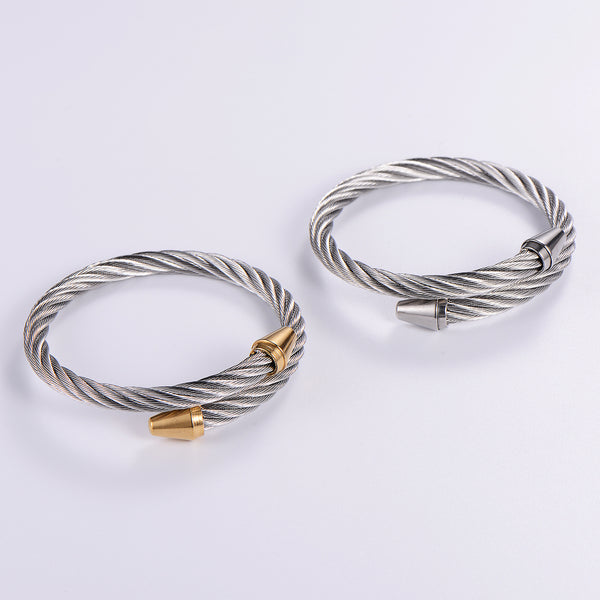 Minimalist Stripe Circle Round Stainless Steel Electroplating Bangles