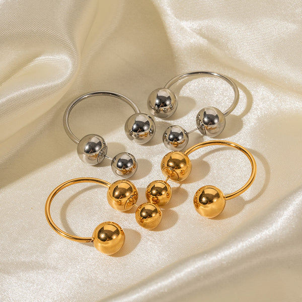 IG Style Sphere Geometric Stainless Steel 18K Gold Plated Earrings