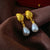 Medieval Droplet Pearl Droplet Geometric Alloy Diamond Inlay Earrings