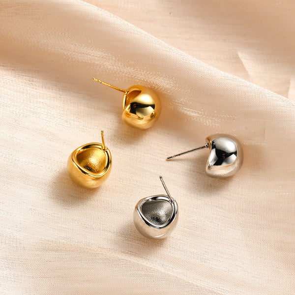 Minimalist Round Geometric Copper Electroplating Stud Earrings