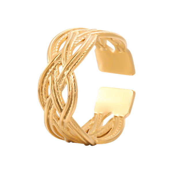 Women Fashion Stripe Geometric Stainless Steel Electroplating Rings