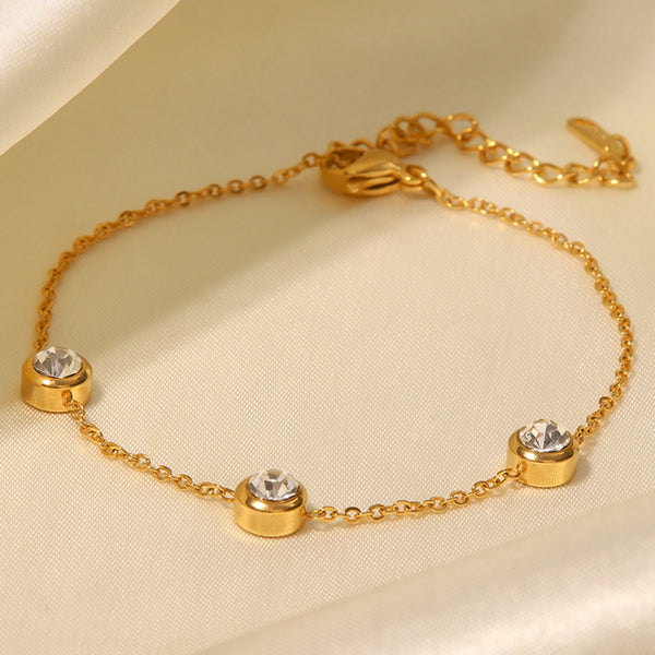 Women IG Style Circle Geometric Stainless Steel 18K Gold Plated Bracelets