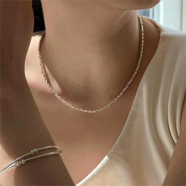 925 Sterling Silver Korean Geometric Doll Silver Necklaces