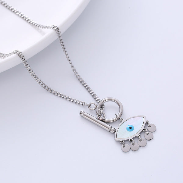 Retro Vintage Women Tassel Chain Coin Doll Titanium Steel Pendants