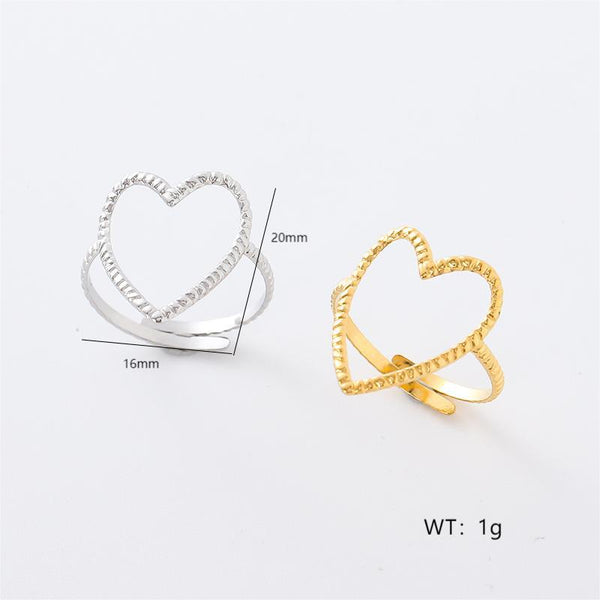 Retro Unisex Vintage Heart Geometric Stainless Steel Electroplating Rings