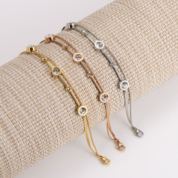 Women Moderate Luxury Circle Stainless Steel Electroplating Bracelets