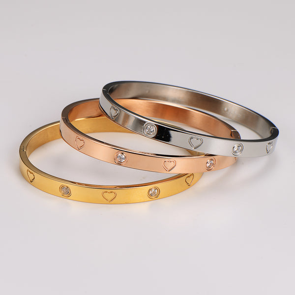 Expressive Heart Stainless Steel Electroplating Bangles