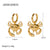 IG Style Checkered Geometric Stainless Steel 18K Gold Plated Earrings