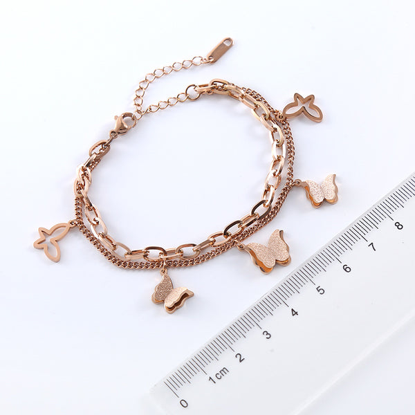 Women Moderate Luxury Asymmetrical Chain Geometric Stainless Steel Electroplating Bracelets