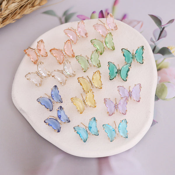 Women Butterfly Copper Stud Earrings