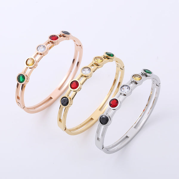 IG Style Stainless Steel Zircon Inlay Bangles