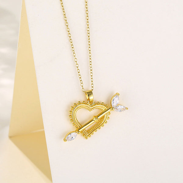 Women Minimalist Geometric Metal Heart Stainless Steel Electroplating Necklaces