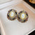 French Vintage Pearl Geometric Copper Electroplating Earrings