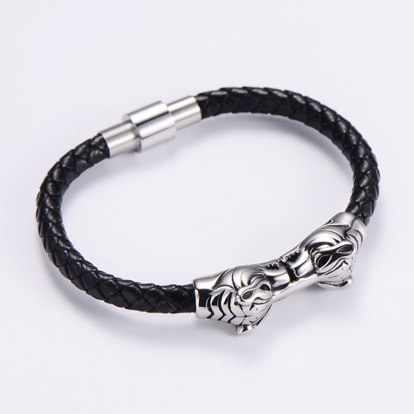 Men Animal Metal Chinese Zodiac Animal Leather Bangles