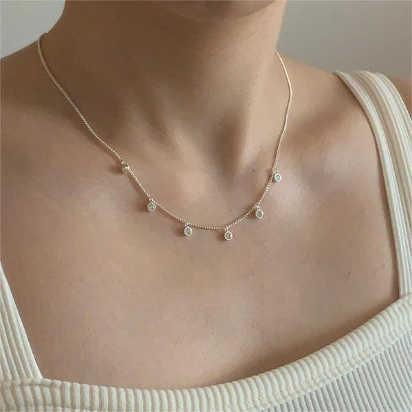 925 Sterling Silver Korean Geometric Doll Silver Necklaces