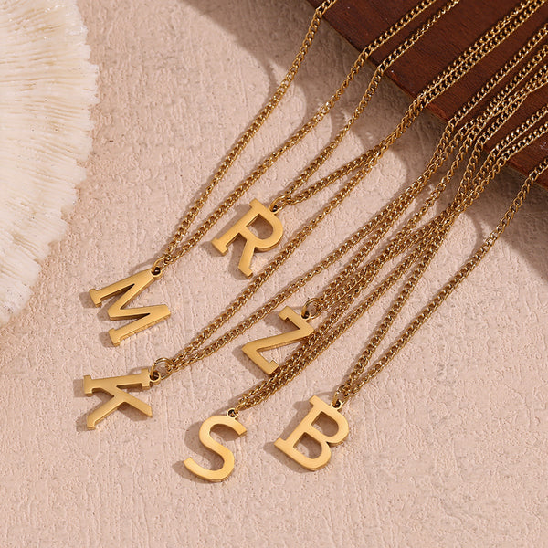 Fashion Letter Number Geometric Text Stainless Steel 18K Gold Plated Necklaces