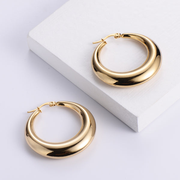 Natural Women Moon Cattle Coin Seahorse Pearl Geometric Stainless Steel Electroplating Earrings