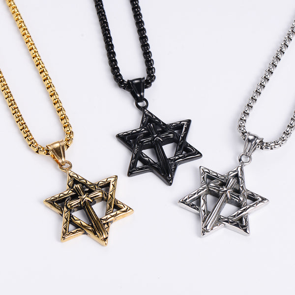 Men Metal Retro Vintage Star Stainless Steel Electroplating Pendants