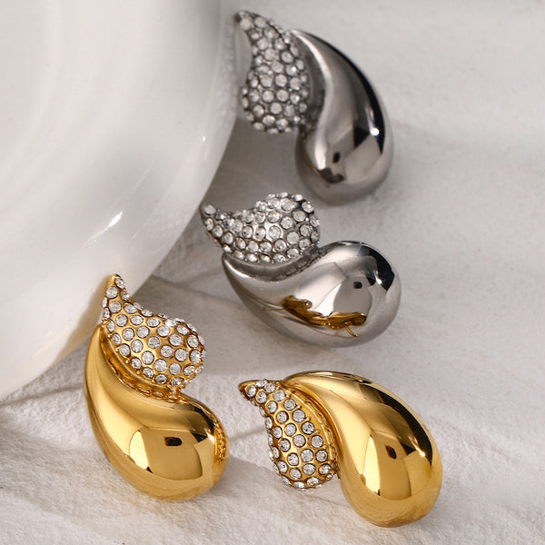 IG Style Droplet Stainless Steel 18K Gold Plated Earrings