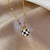 Cartoon Geometric Titanium Steel Diamond Inlay Necklaces