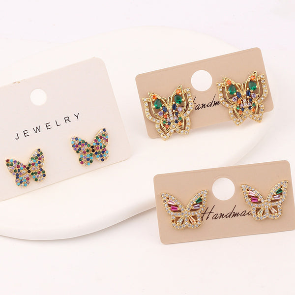 Butterfly Bowknot Copper Diamond Inlay Earrings