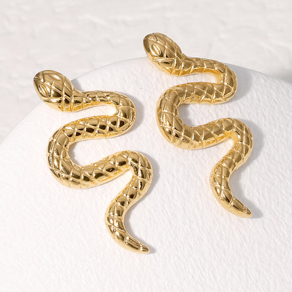 Snake Animal Chinese Zodiac Stainless Steel Electroplating Stud Earrings