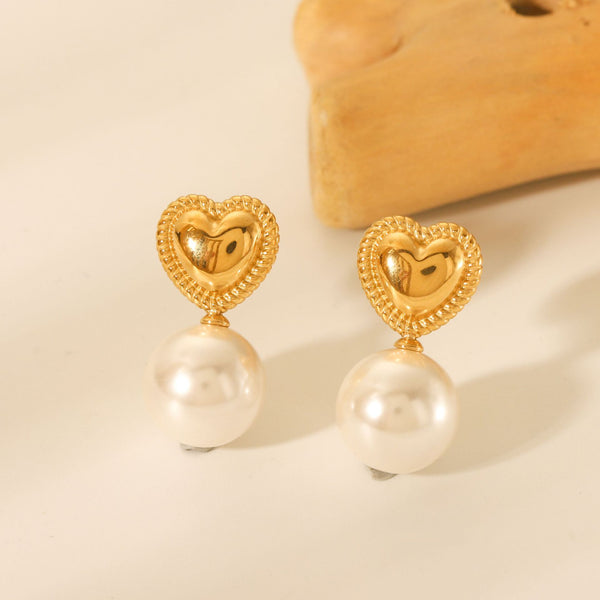 IG Style Pearl Geometric Stainless Steel Electroplating Earrings