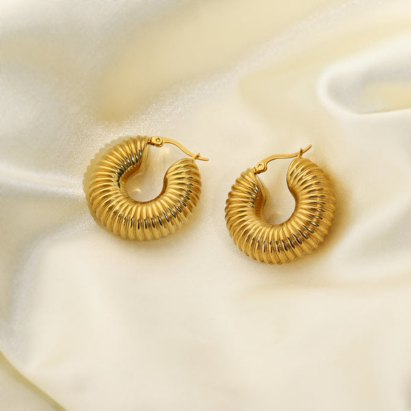 IG Style Circle Text Letter Number Metal 18K Gold Plated Earrings