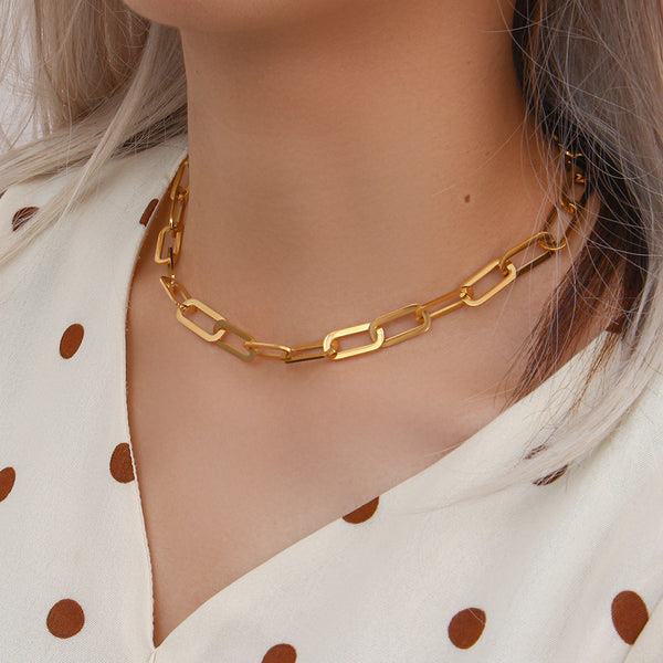 Fashion Stripe Geometric Stainless Steel 18K Gold Plated Necklaces