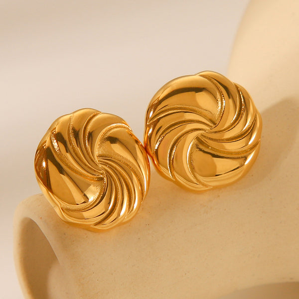 IG Style Round Geometric Stainless Steel Electroplating Earrings