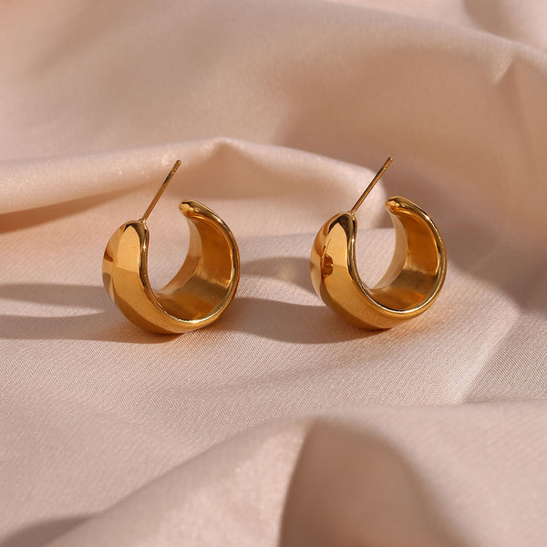 Fashion Round Geometric Stainless Steel 18K Gold Plated Earrings