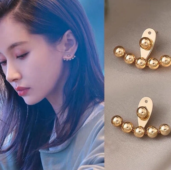 Korean Geometric Titanium Steel 18K Gold Plated Stud Earrings