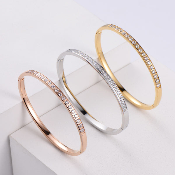 Women Minimalist Metal Bohemian Geometric Stainless Steel Bangles