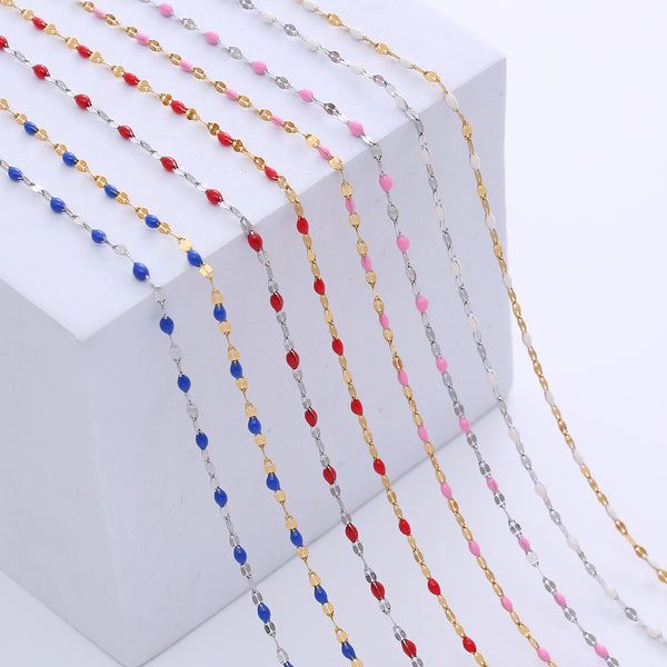 Street Chain Geometric Stainless Steel Resin Necklaces