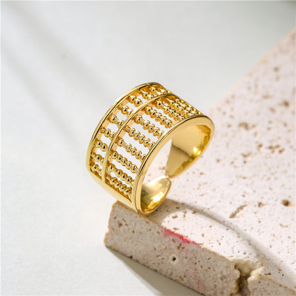 Women Geometric Geometric Copper Inlay Rings